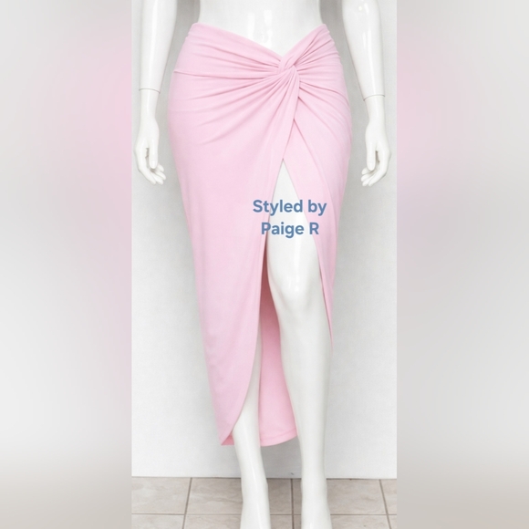 ⛱️NWT SKIMS Swim Maxi Long Sarong Slit Knot Skirt Cover Up Baby LIGHT PINK 3X